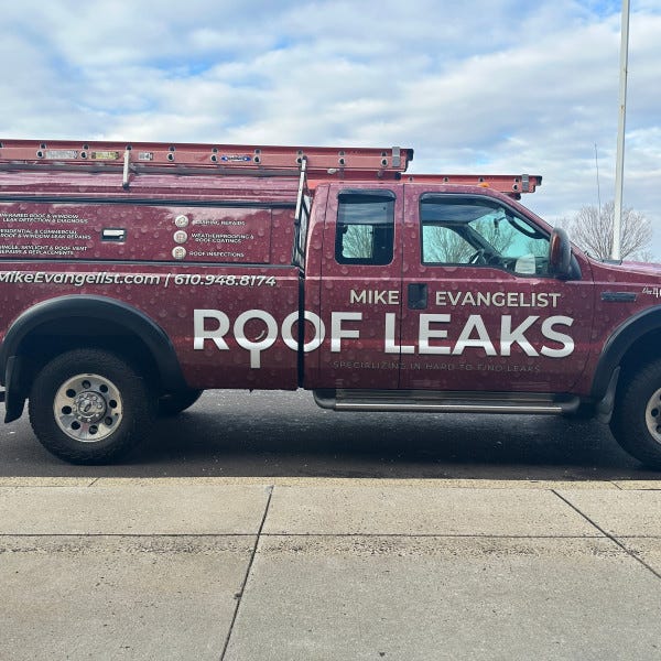 Mike Evangelist Roof Leaks Truck Wrap
