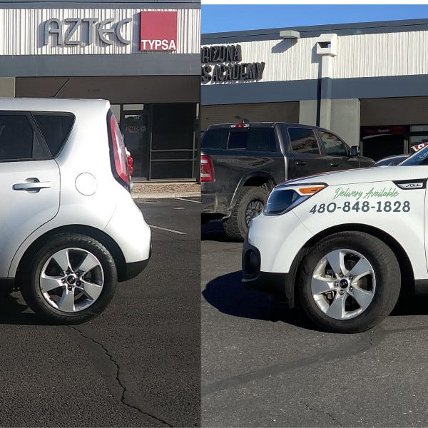 Before and After Graze Craze vehicle wrap by Signarama Phoenix Arcadia, AZ, 602.954.4680, ArcadiaSignarama.com