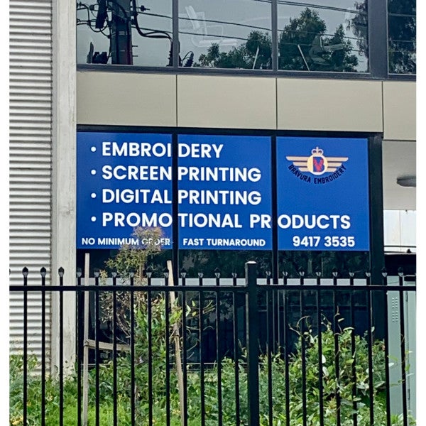 Window Graphics, Reception & Blade Signs - Bravura Embroidery - Heidelberg West.