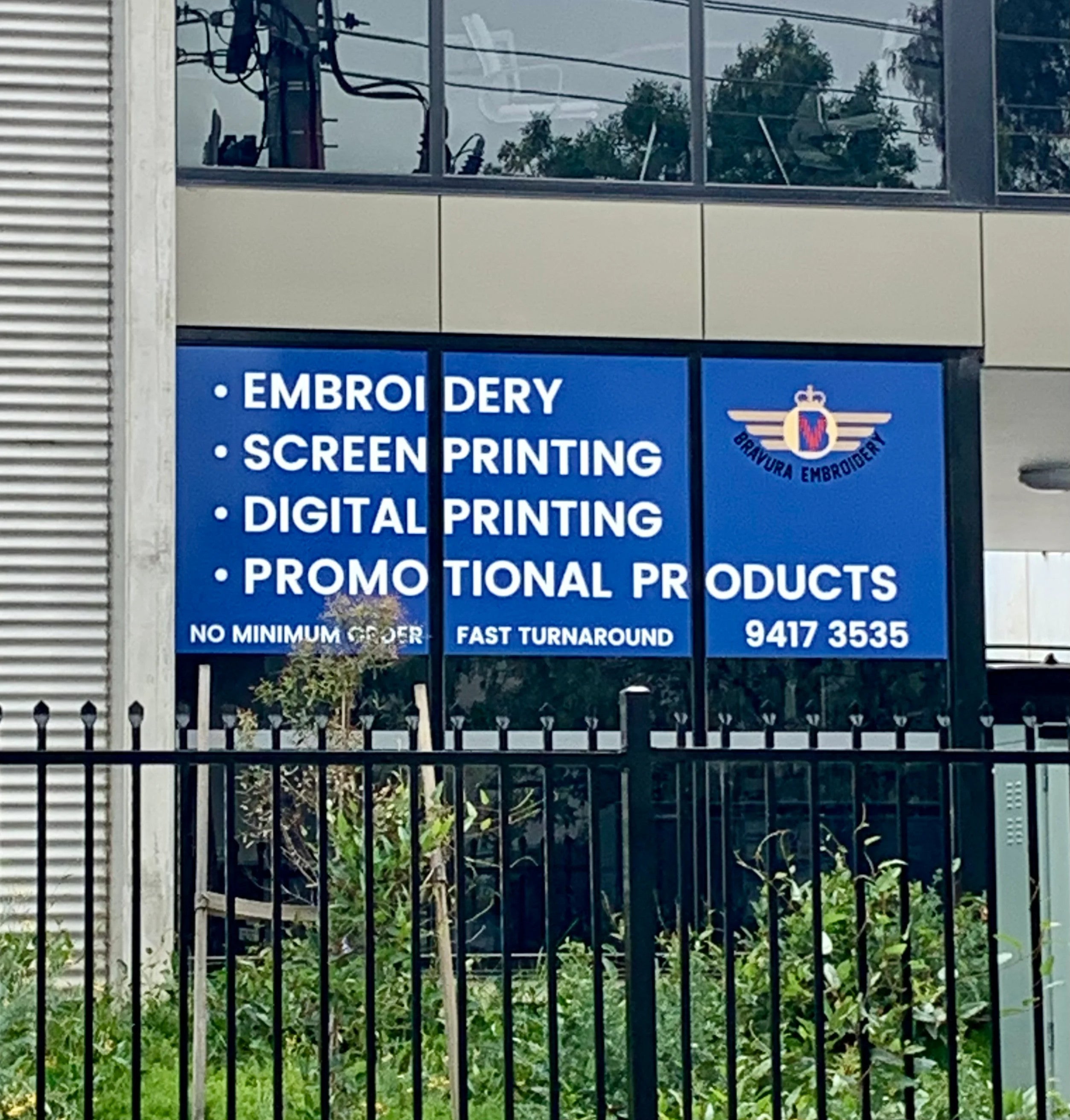 Window Graphics, Reception & Blade Signs - Bravura Embroidery - Heidelberg West.
