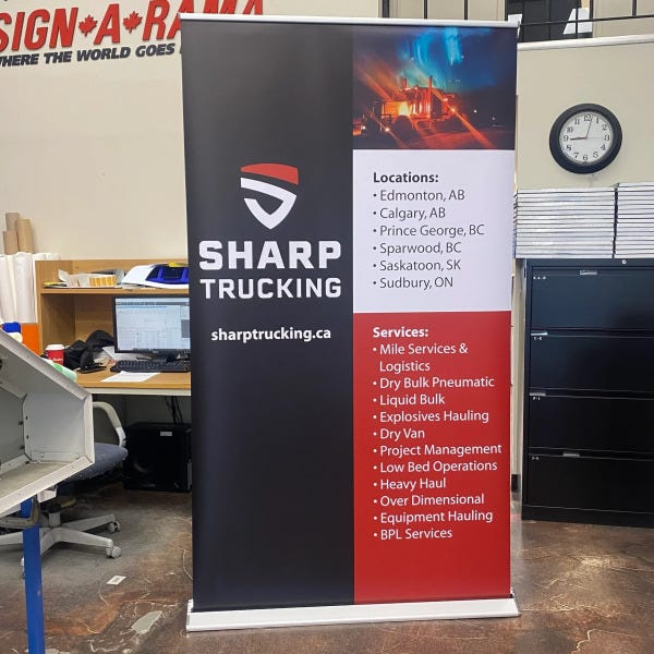 Retractable Banner for Sharp Trucking in Edmonton, AB