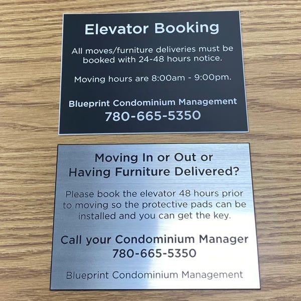 Engraved Lamacoid for Blueprint Management in Edmonton, AB