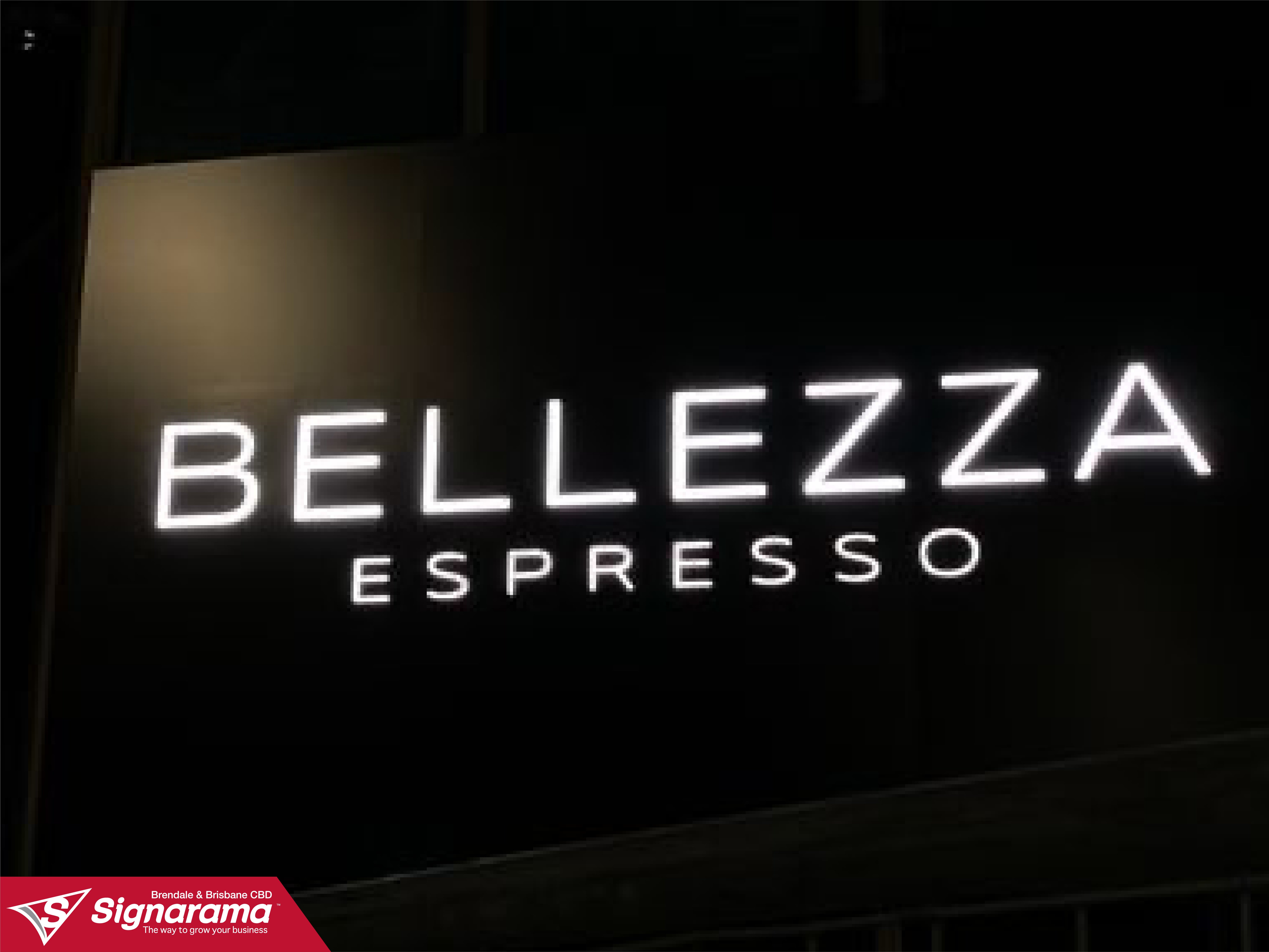 Amazing New Signage for Bellezza Expresso's Grand Opening in the Heart of the City