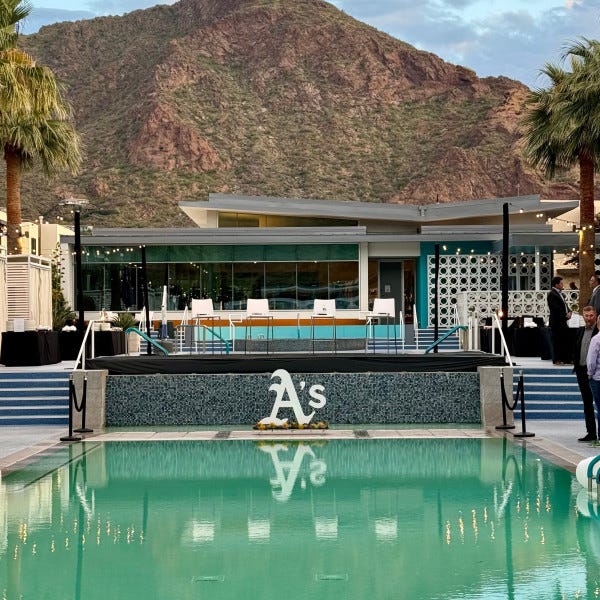 Oakland A's MLB baseball club, event sign for Hotel, placement at the pool by Signarama Phoenix, Arcadia, 602.954.4680 or ArcadiaSignarama.com