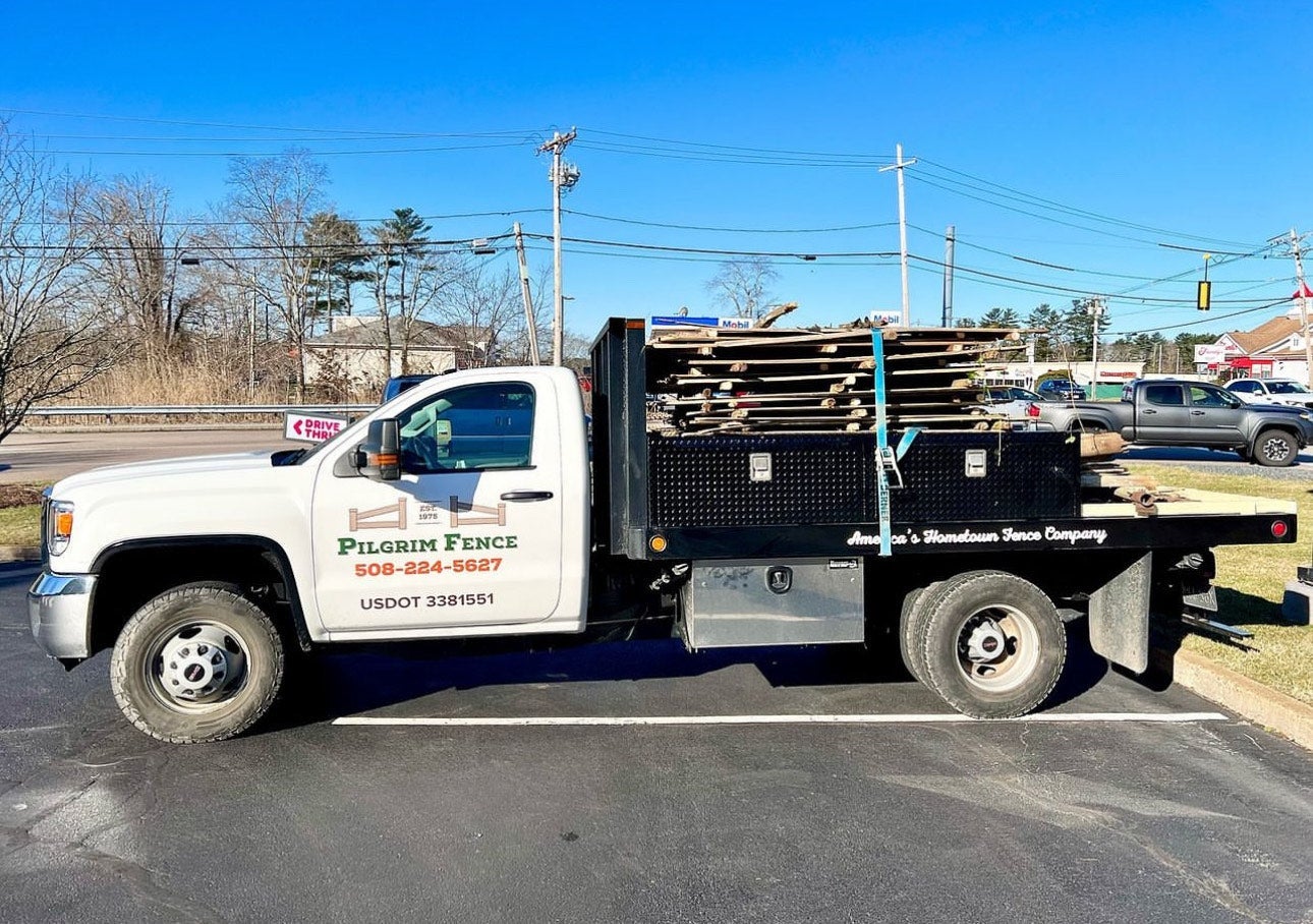 Pilgrim Fence Truck Lettering