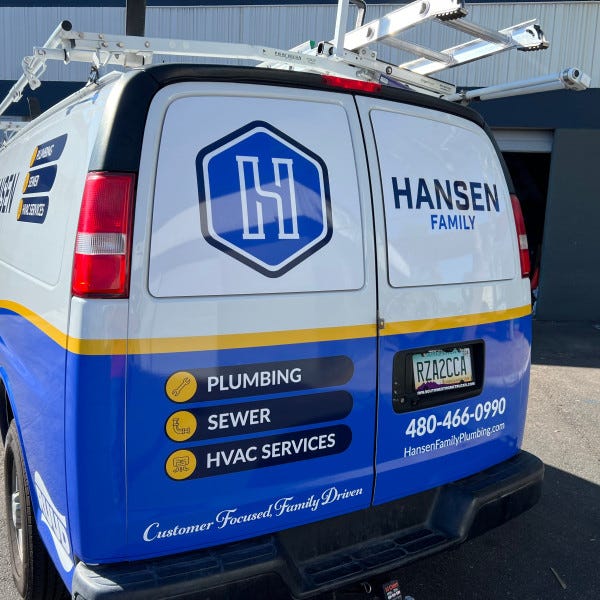 Hansen Family Plumbing Van Graphics by Signarama Phoenix (Arcadia) 602.954.4680 ArcadiaSignarama.com