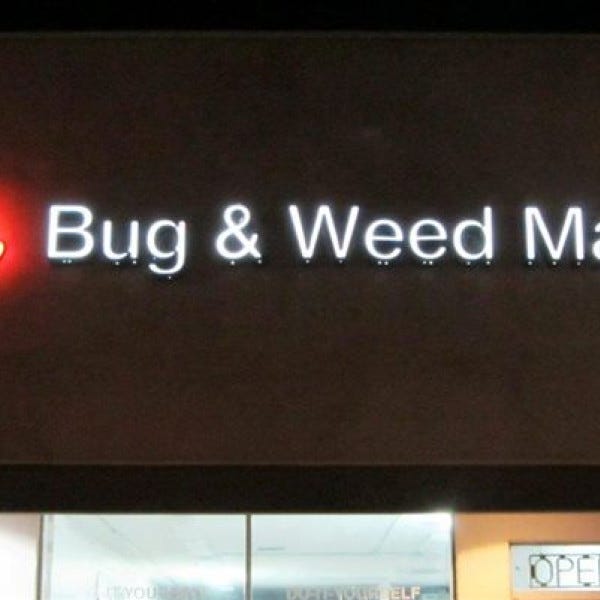 Bug & Weed Mart building sign, Channel letter sign by Signarama Phoenix (Midtown) 602.650.1150, MidtownSignsAZ.com