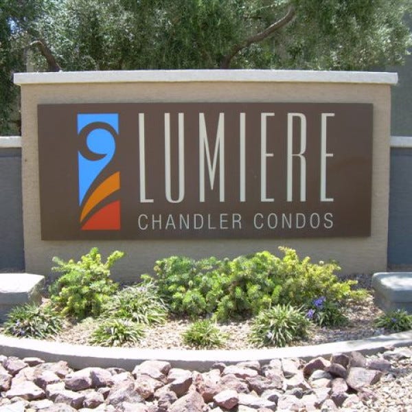 Lumiere Chandler Condos Monument Sign by Midtown Signarama, 602.650.1150, MidtownSignsAZ.com