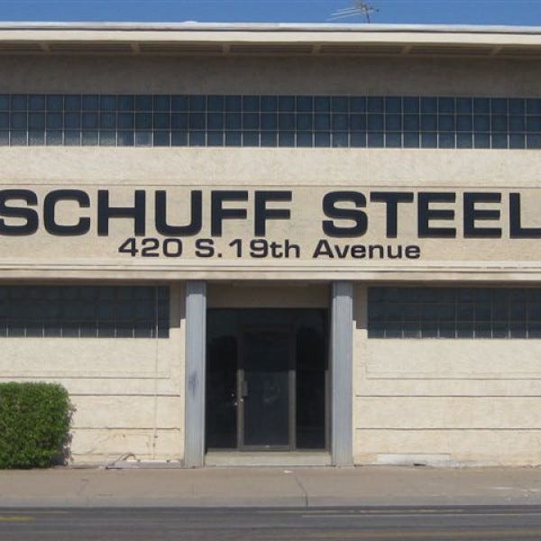 Outdoor Building Sign for Schuff Steel by Midtown SIgnarama (Phoenix) 602.650.1150, MidtownSignsAZ.com