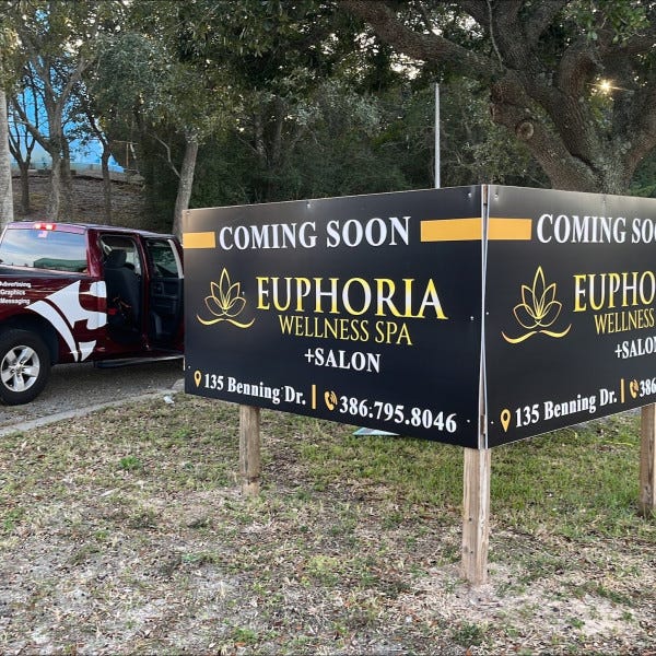 Euphoria Wellness Spa + Salon Temporary Signage