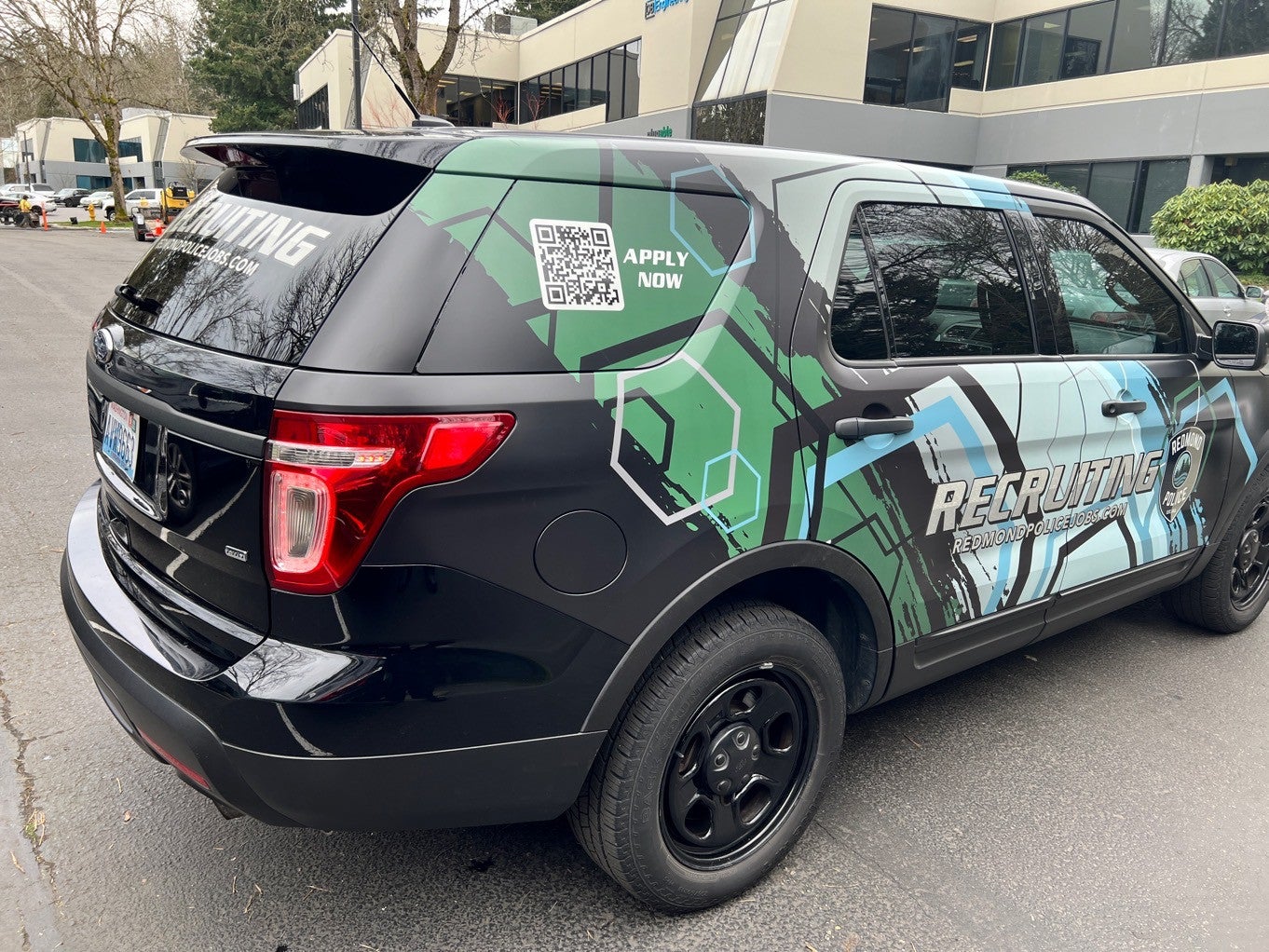 Redmond Police ramps up recruiting efforts with a custom-wrapped patrol vehicle - Redmond, WA