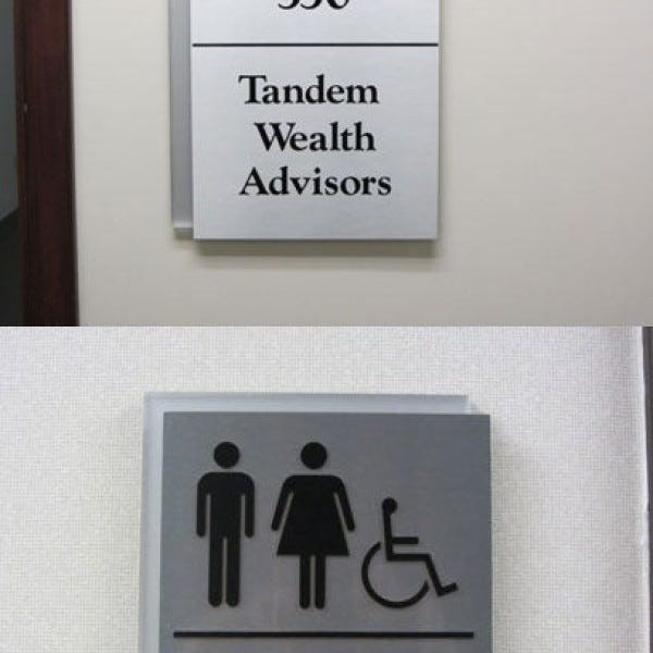 Interior door Signs for bathroom by Midtown Signarama (Phoenix), 602.650.1150, MidtownSignsAZ.com
