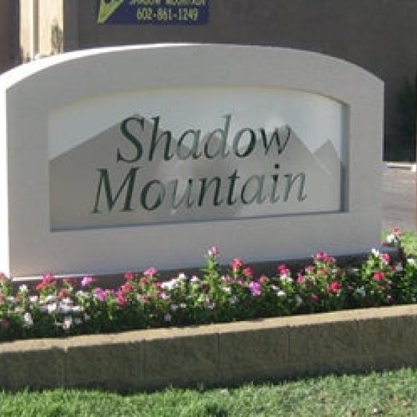Monument sign for Shadow Mountain Resort by Midtown Signarama (Phoenix), 602.650.1150, MidtownSignsAZ.com