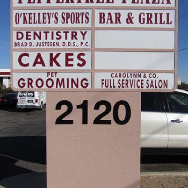 Monument Sign for Peppertree Plaza by Midtown Signarama (Phoenix), 602.650.1150, MidtownSignsAZ.com
