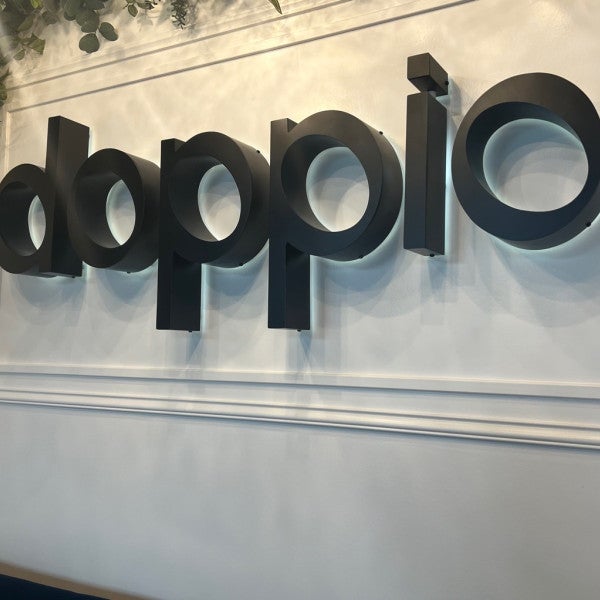 Custom backlit and blade signs for Doppio, artisan coffeehouse- Redmond, WA