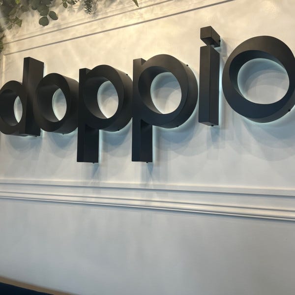 Custom backlit and blade signs for Doppio, artisan coffeehouse- Redmond, WA