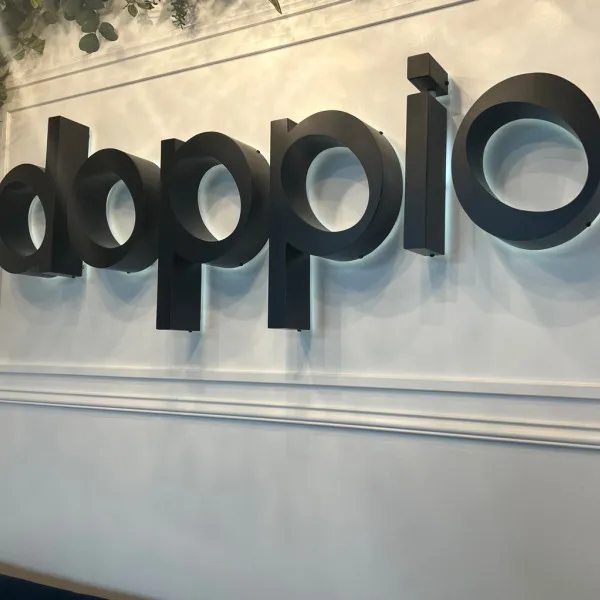 Custom backlit and blade signs for Doppio, artisan coffeehouse- Redmond, WA