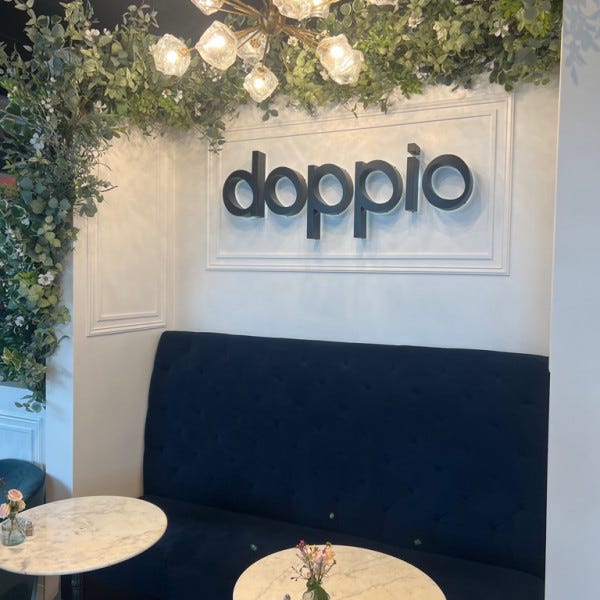 Custom backlit and blade signs for Doppio, artisan coffeehouse- Redmond, WA