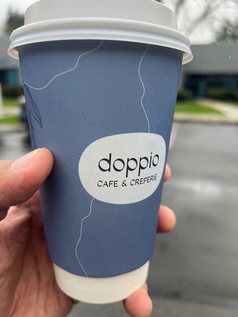 Custom backlit and blade signs for Doppio, artisan coffeehouse- Redmond, WA
