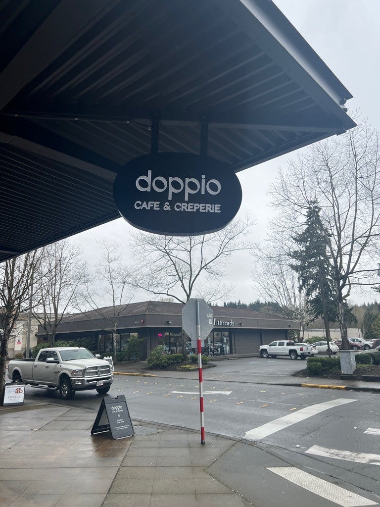 Custom backlit and blade signs for Doppio, artisan coffeehouse- Redmond, WA