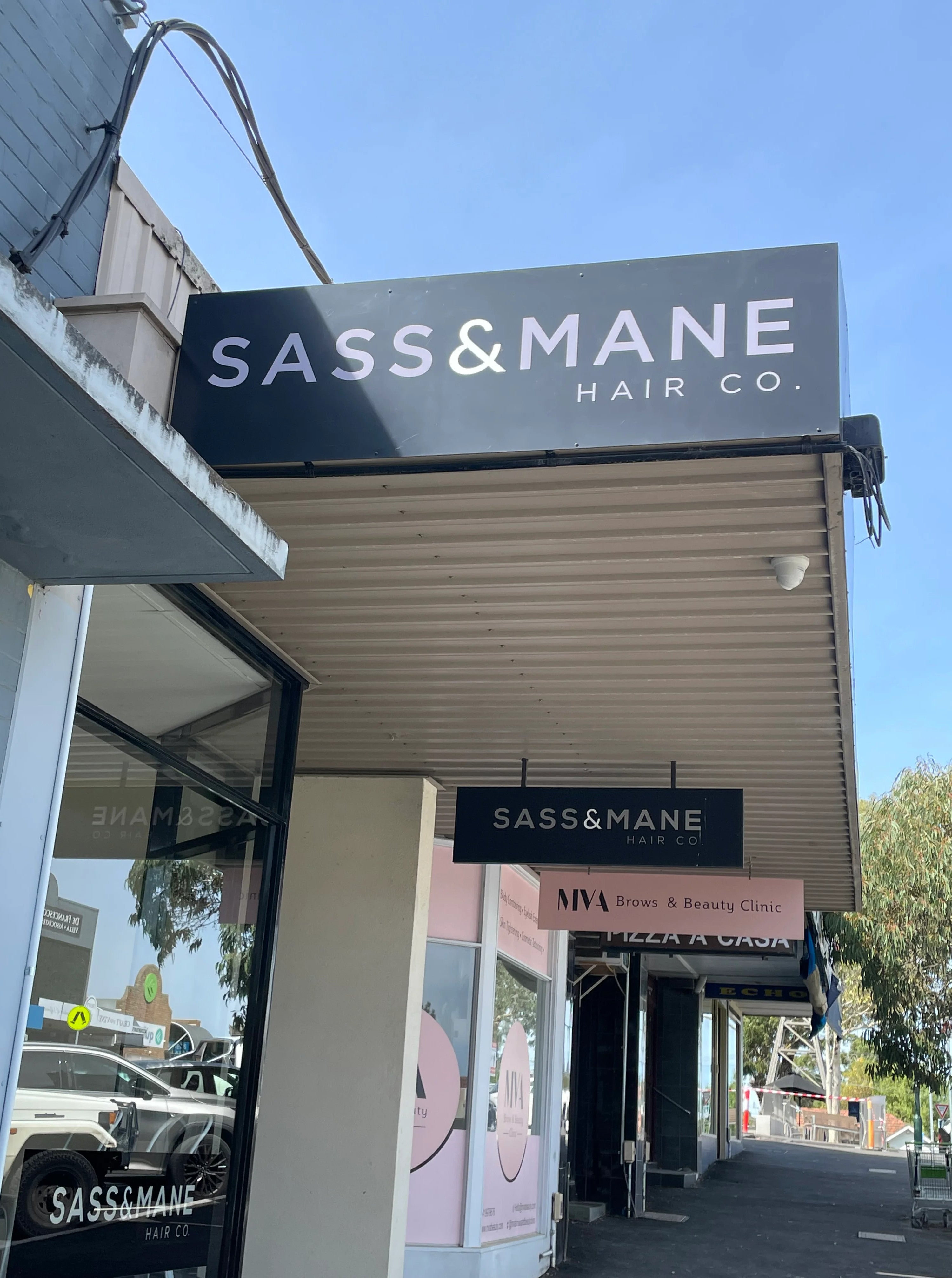 Fascia Signage - Sass & Mane Hair Co - Montmorency VIC.