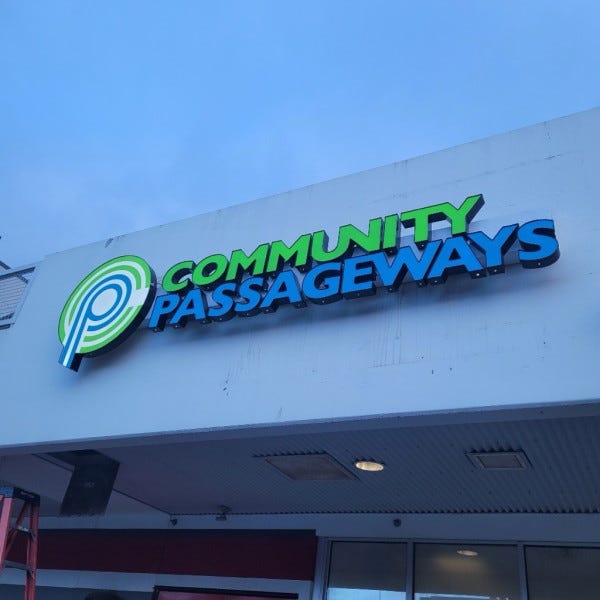 Rebranded Storefront Channel Letters for Community Passageways - Seattle, WA
