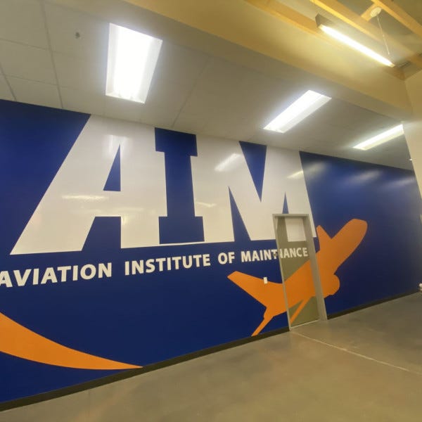 Aviation Institute of Maintenance Wall Graphics  4025 S 32nd St, Phoenix, AZ 85040, by Midtown Signarama (Phoenix), 602.650.1150, http://www.MidtownSignsAZ.com