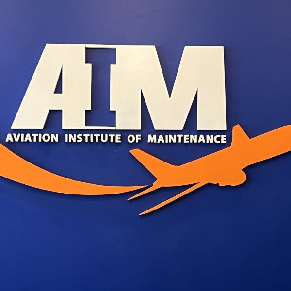 Aviation Institute of Maintenance indoor wall sign 3d lettering  4025 S 32nd St, Phoenix, AZ 85040, by Midtown Signarama (Phoenix), 602.650.1150, http://www.MidtownSignsAZ.com