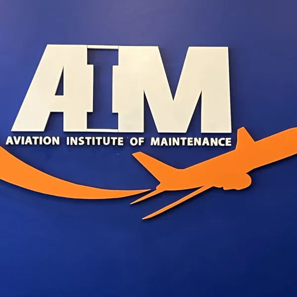 Aviation Institute of Maintenance indoor wall sign 3d lettering 4025 S 32nd St, Phoenix, AZ 85040, by Midtown Signarama (Phoenix), 602.650.1150, http://www.MidtownSignsAZ.com