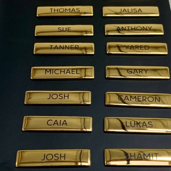 Custom Laser-Engraved Name Badges for Woodmark Hotel, Woodinville, WA