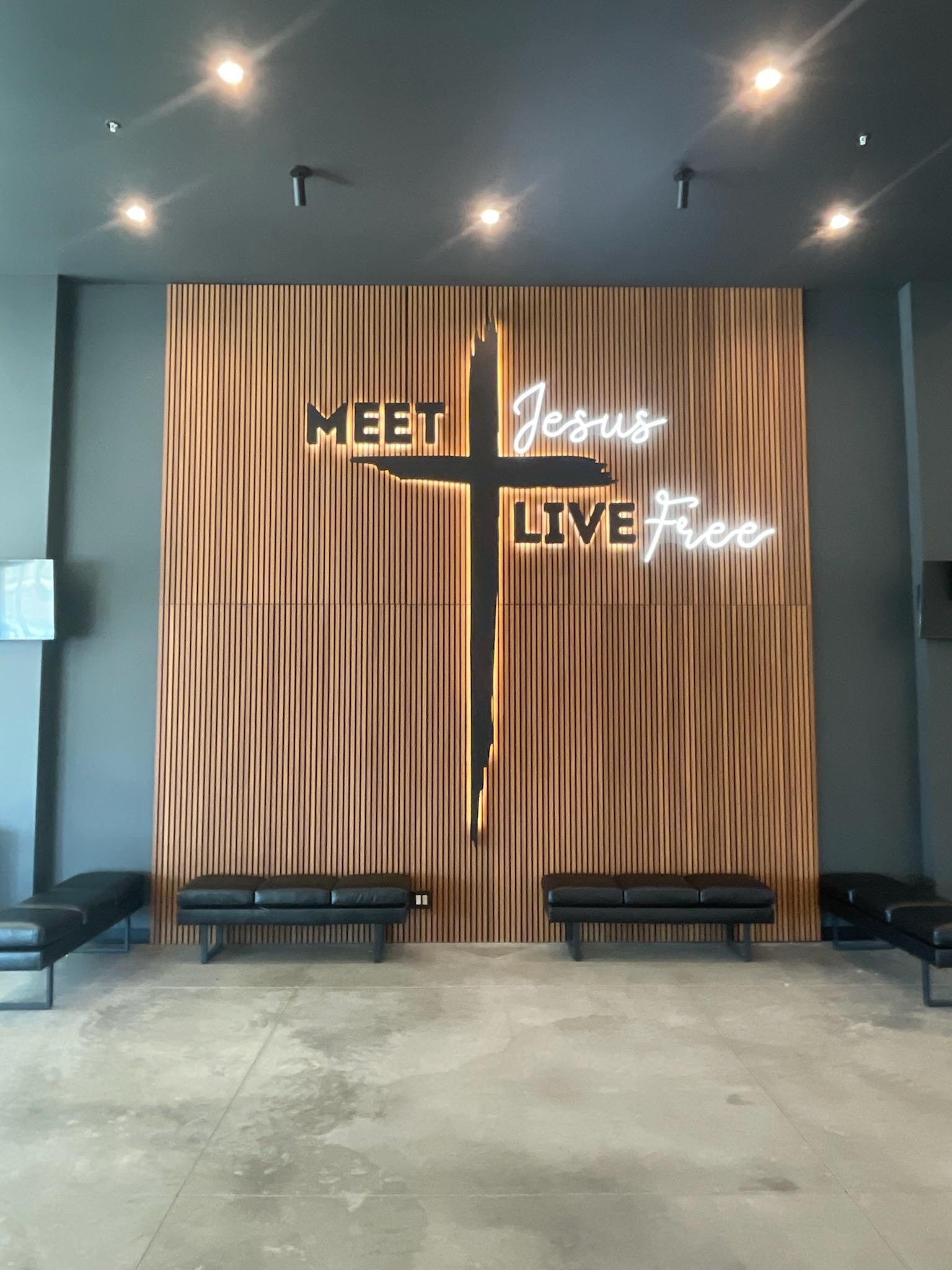 Interior, Dimensional, Custom LED Illuminated, HDU Routed Icon & Letters, and Cut-to-Shape Acrylic LED/Neon-lit sign