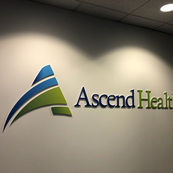 29709 Ascend Health Acrylic Logo install photo 