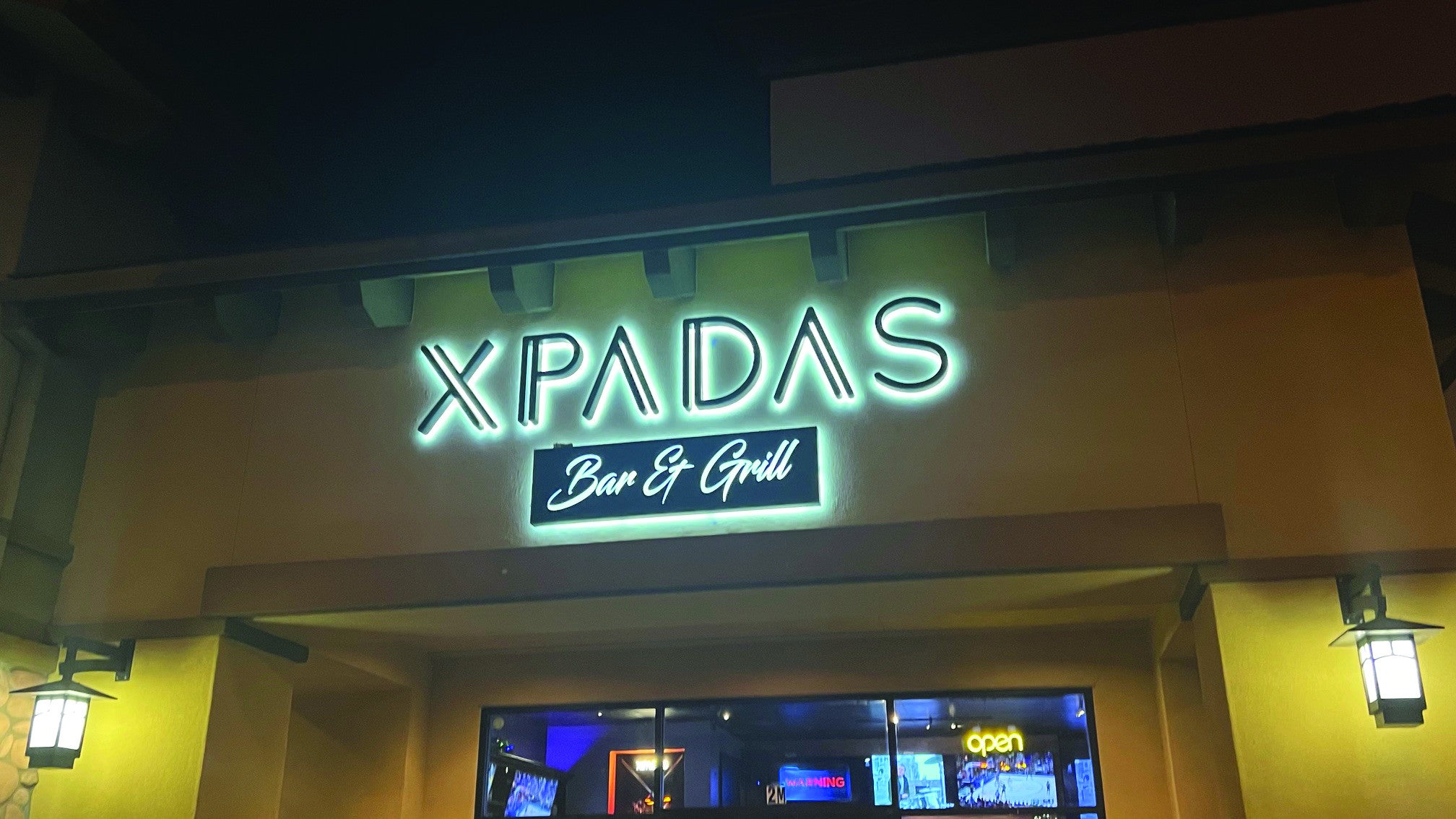 Halo-lit Channel Letters for Xpadas Bar & Grill