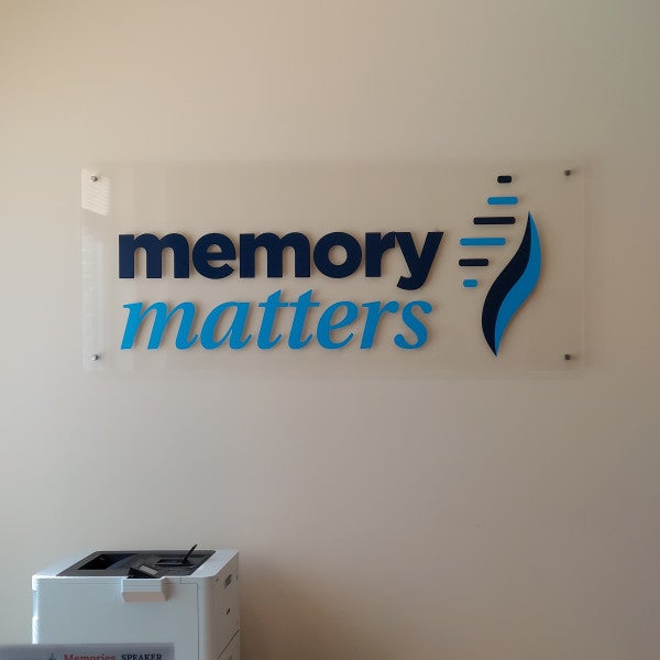 Custom indoor offset mounted signage