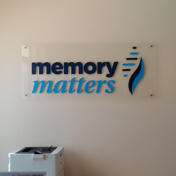 Custom indoor offset mounted signage