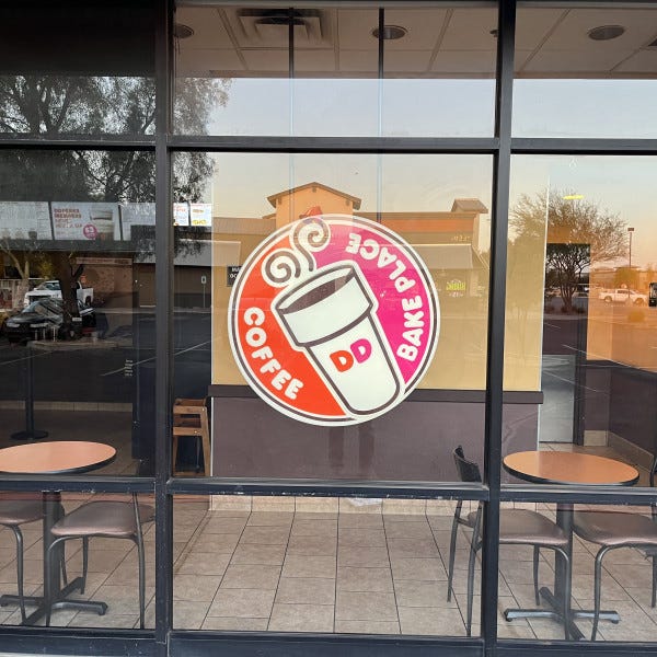 Dunkin Donuts window Graphics by Midtown Signarama Phoenix,  602-650-1150, www-MidtownSignsAZ-com