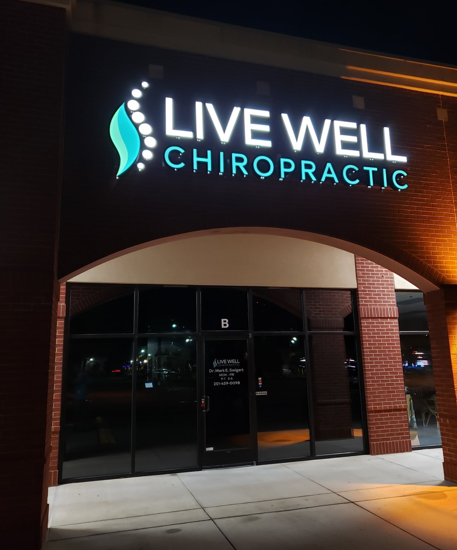 Live Well Chiropractic Channel Letter Sign
