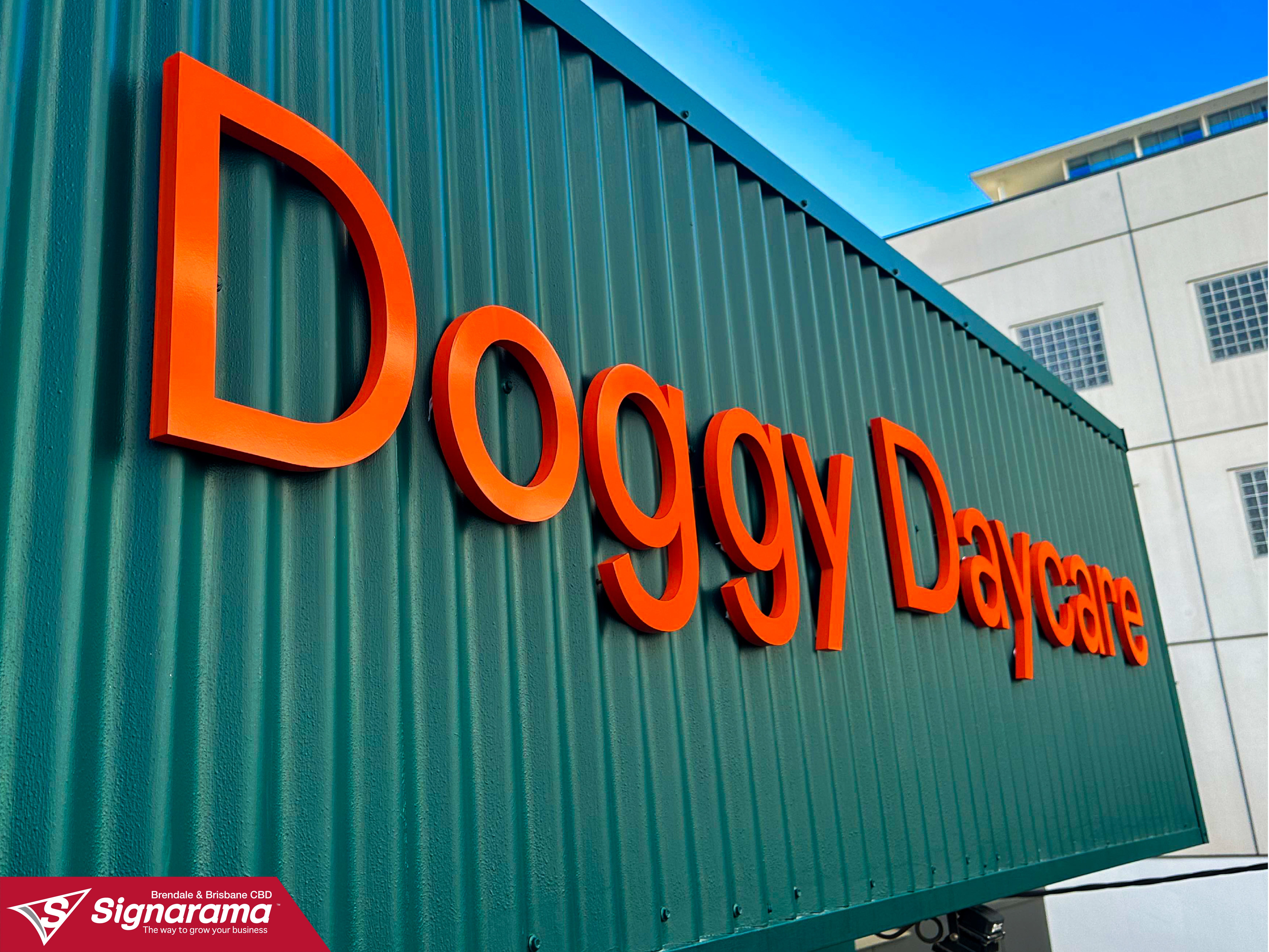 Exciting shop signage for Kip Doggy Daycare in Newstead