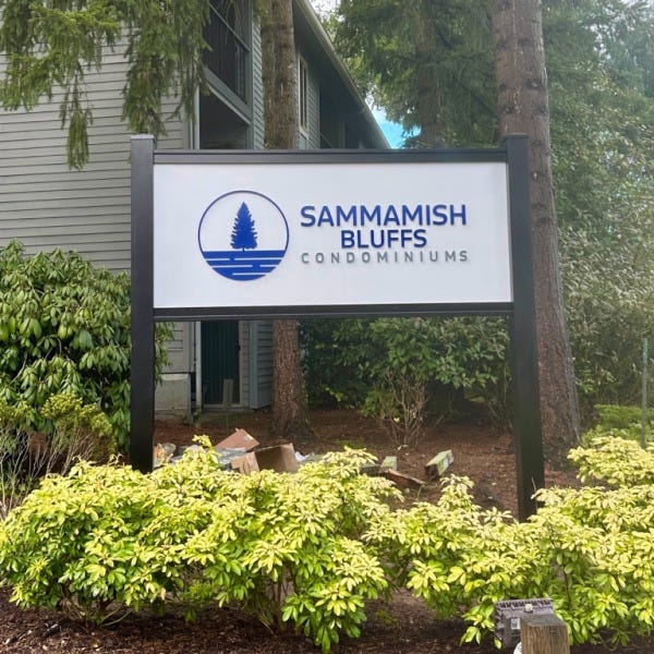 Property Signage Builds Community Identity, Branding and Wayfinding Efficiencies - Sammamish Bluffs, Issaquah, WA