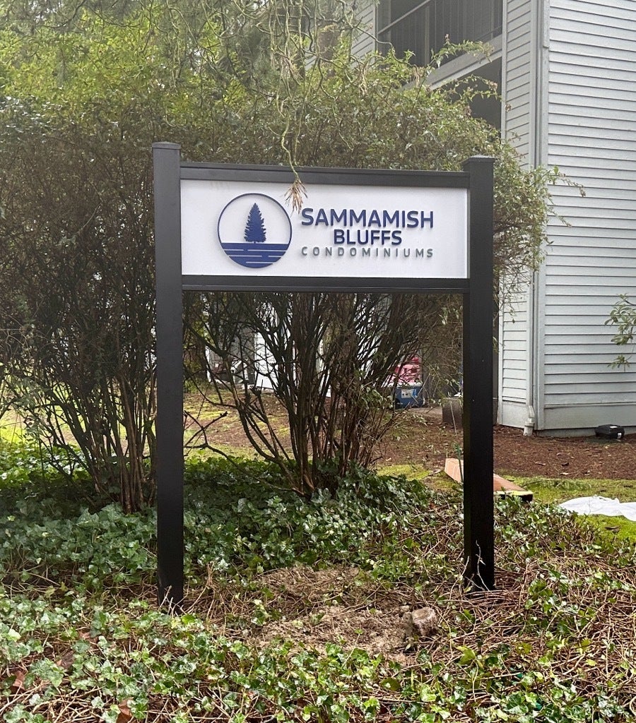 Property Signage Builds Community Identity, Branding and Wayfinding Efficiencies - Sammamish Bluffs, Issaquah, WA