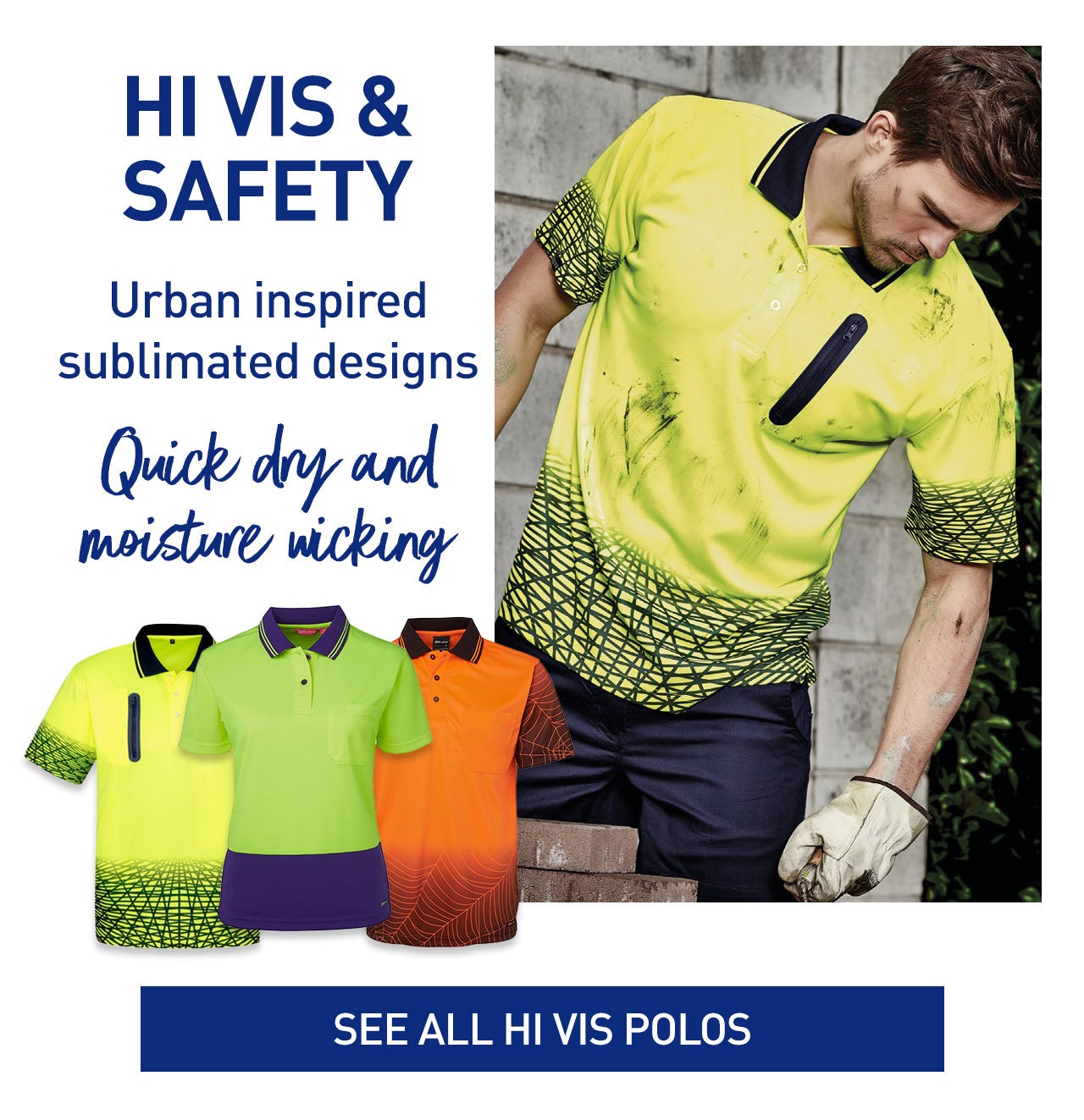 Branded Hi Vis and Safety Workwear Polos - Uniform Workwear Brisbane - Fully Promoted Milton