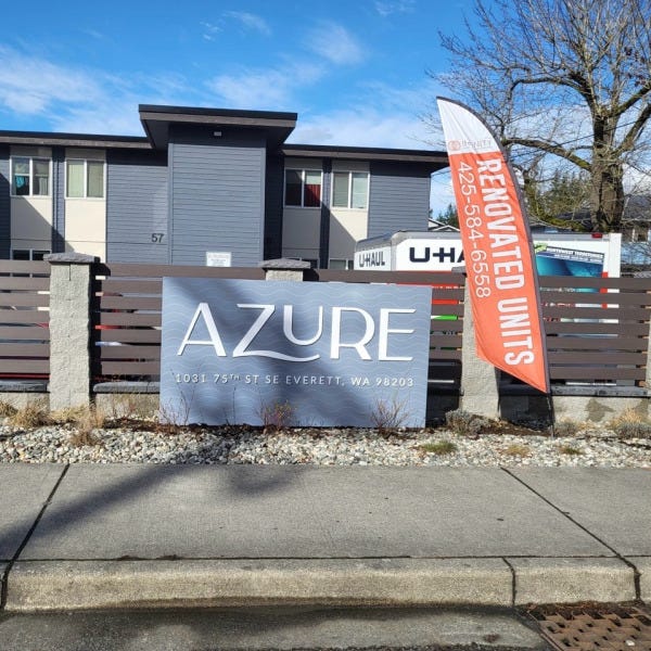 Custom Property Sign Monument for Azure Apartments - Everett, WA