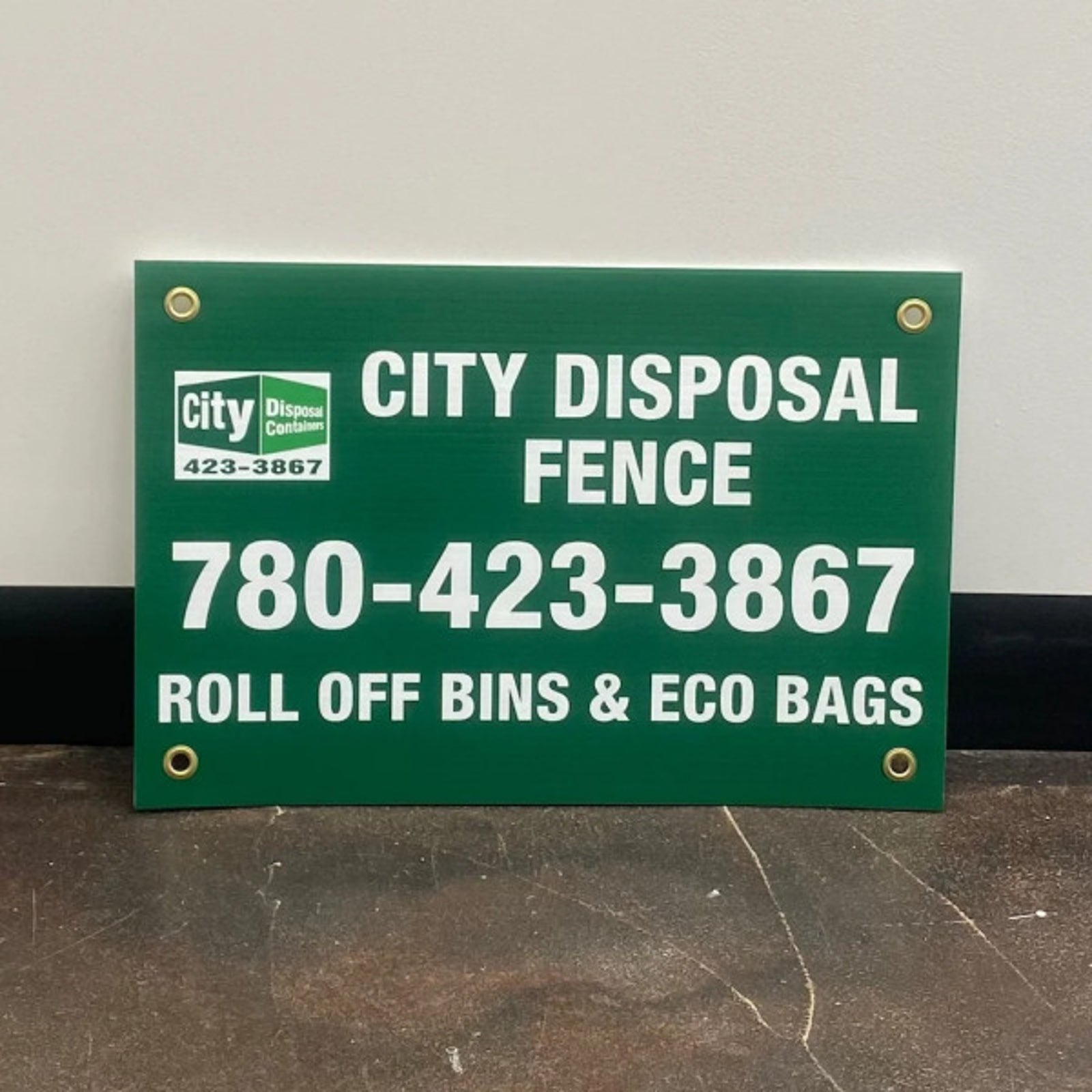 Coroplast Sign for City Disposal Fence in Edmonton, AB