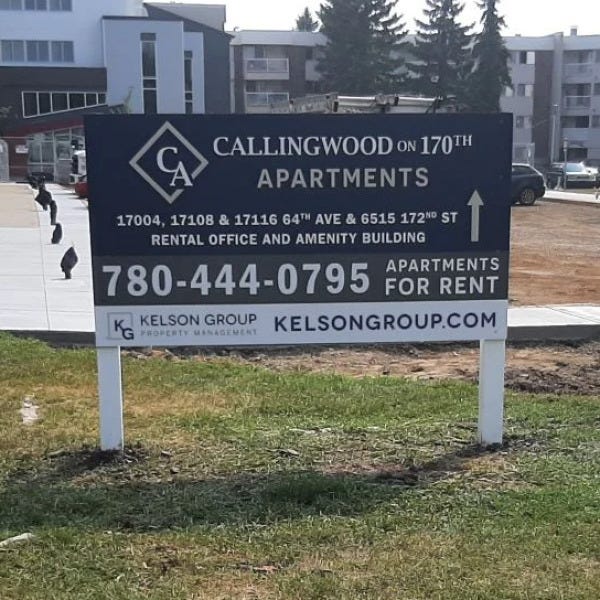 Post & Panel sign for Kelson Group in Edmonton, AB