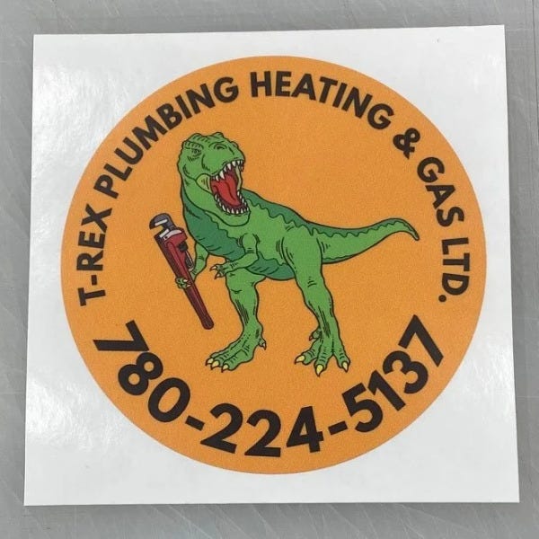 Custom Decals for T-Rex Plumbing Heating & Gas in Edmonton, AB