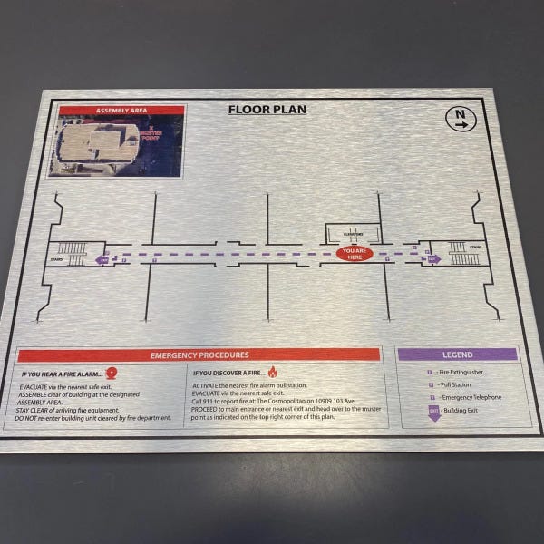 Aluminum Floor Plan wayfinding sign in Edmonton, AB