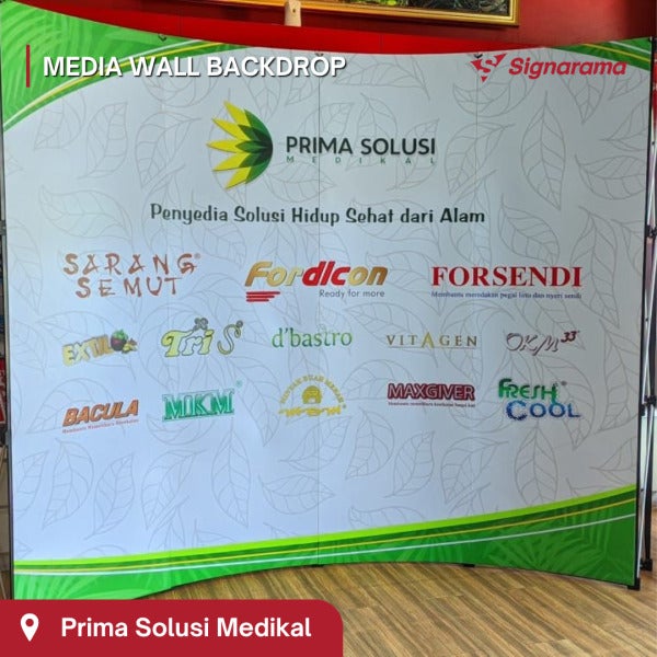 Media Wall Backdrop untuk Prima Solusi Medikal