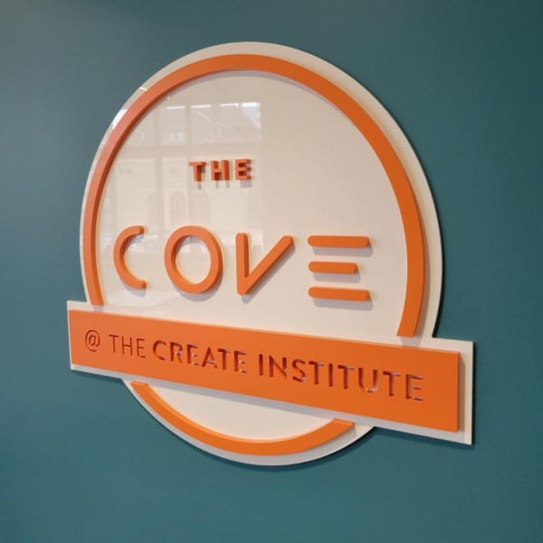 interior 3D letters, logo on panel 3