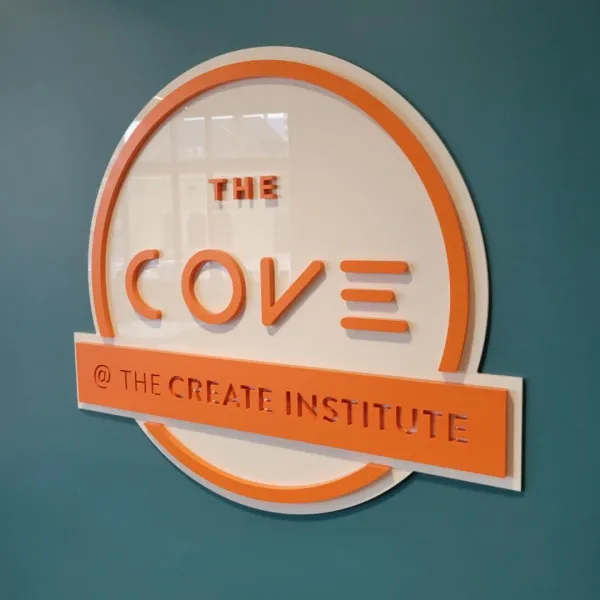 interior 3D letters, logo on panel 3
