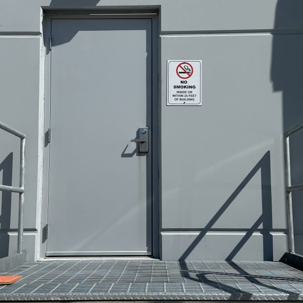 No smoking sign flatbed printed on ACM aluminum composite material installed for ARCO Murray and CEVA by Signarama Lombard IL on a warehouse building in Melrose Park